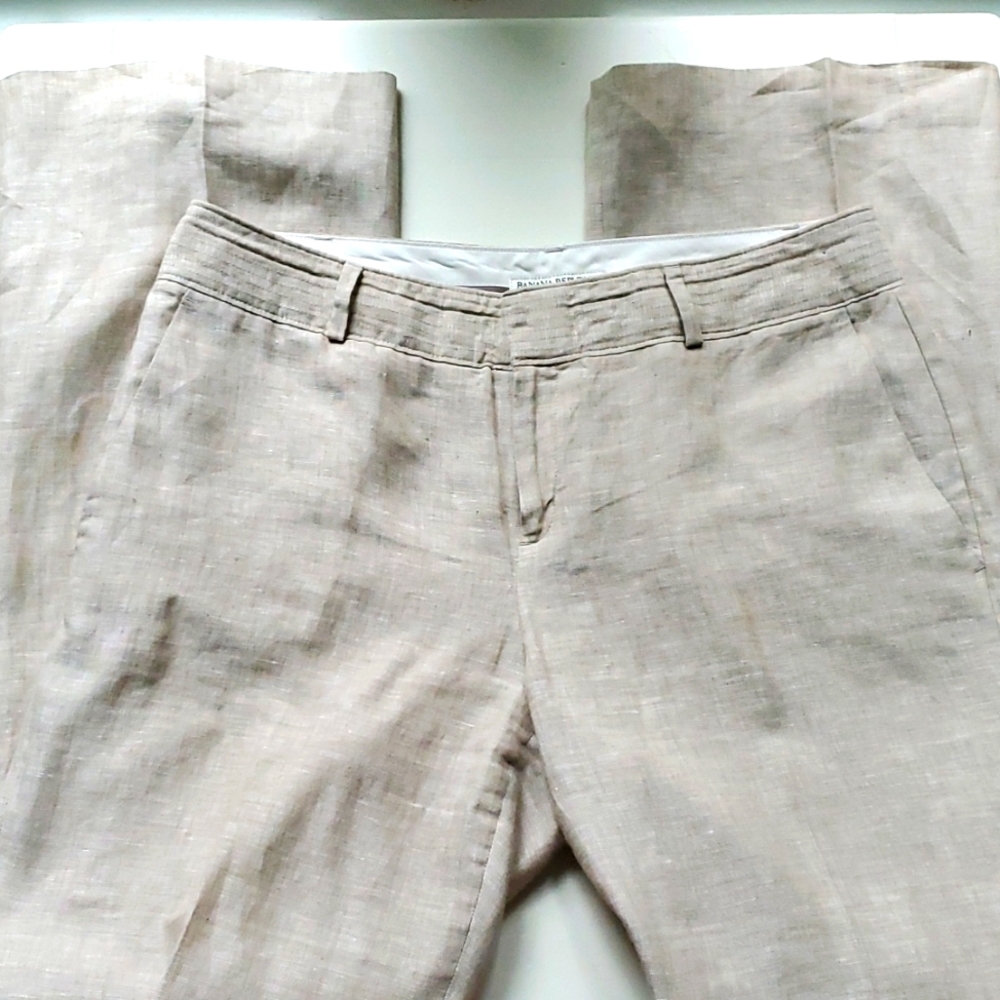 Linen Banana Republic Tan Trousers Pants Martin Fit 10